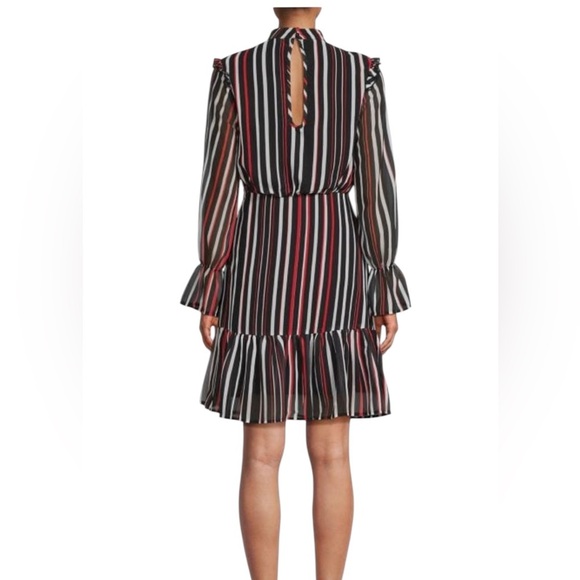 Area Stars NWT Striped Long Sleeve Mock Neck Black Multi Striped Dress in Size L - Picture 2 of 13